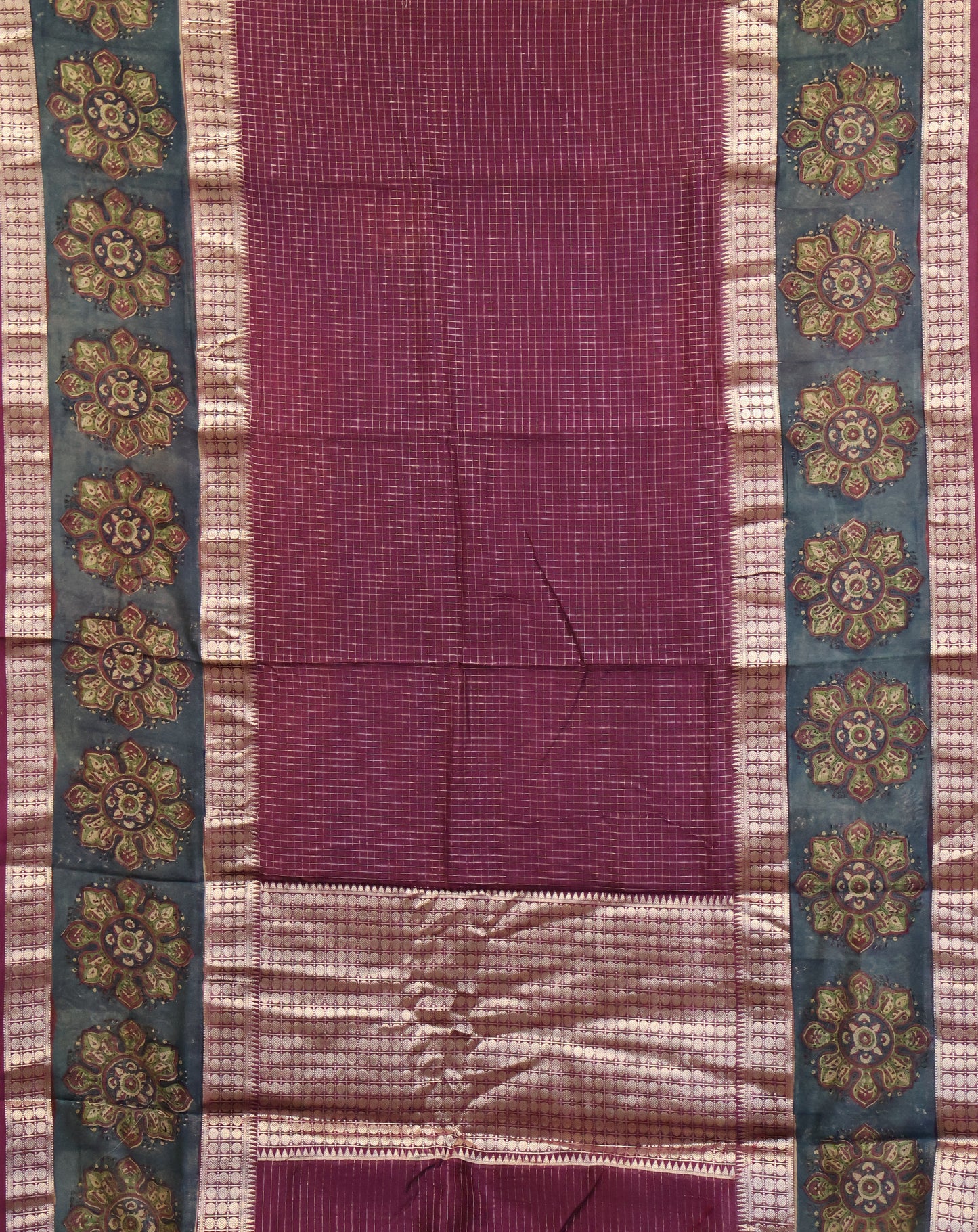 Pure Chanderi -Wine Kolam