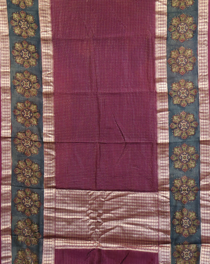 Pure Chanderi -Wine Kolam