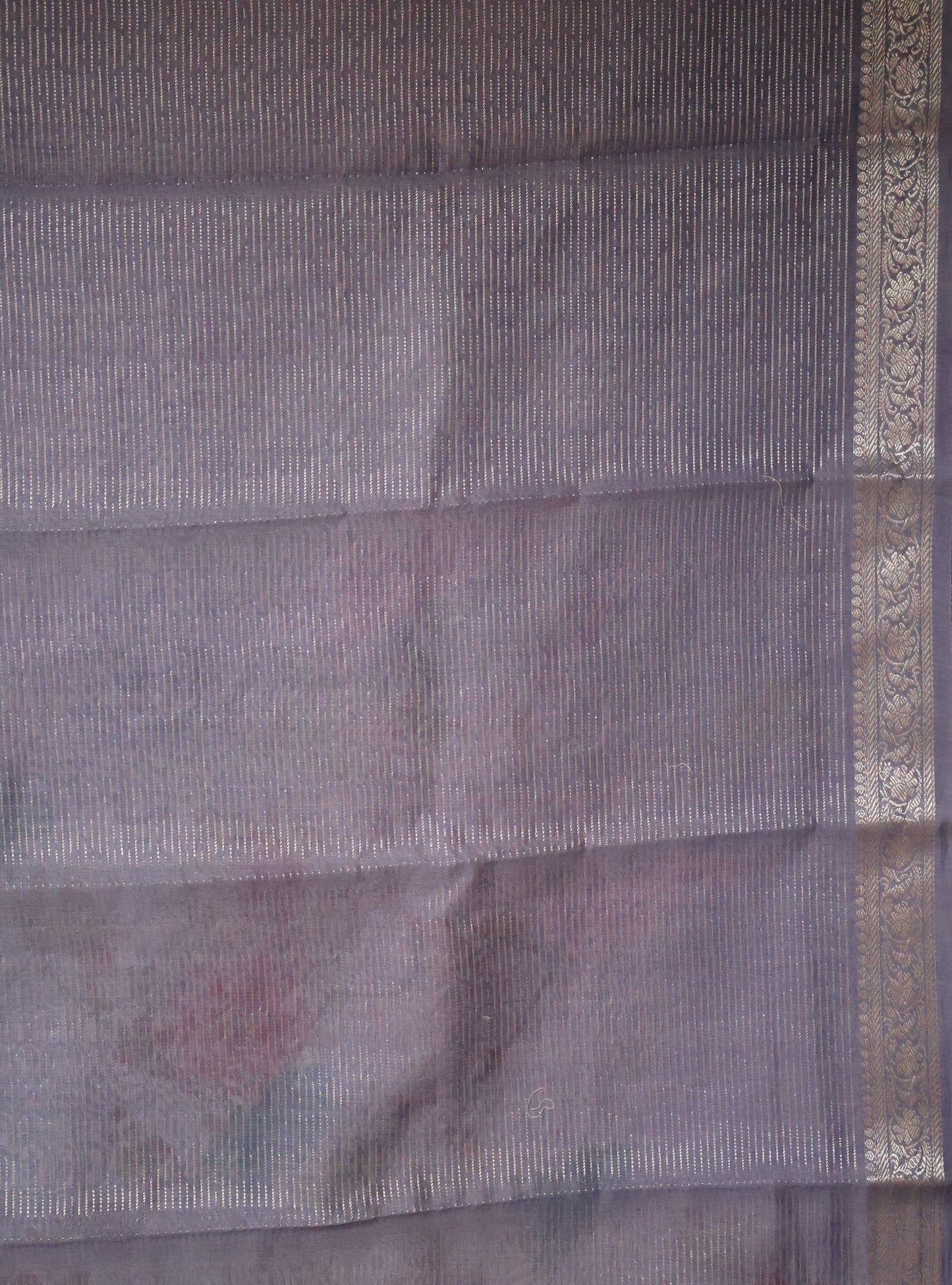 Chanderi Saree Pichwai Print -Blue Zari Line