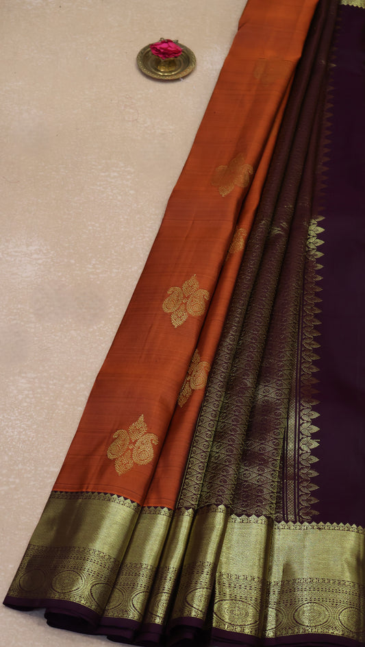 Akshayam-Pure Kanjivaram Saree Korvai Border-Honey-Wine