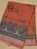 Semi Linen With Madhubani Print -Orange Round Fish thumbnail