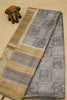 Tussar Saree-Grey Peacock Pattern thumbnail