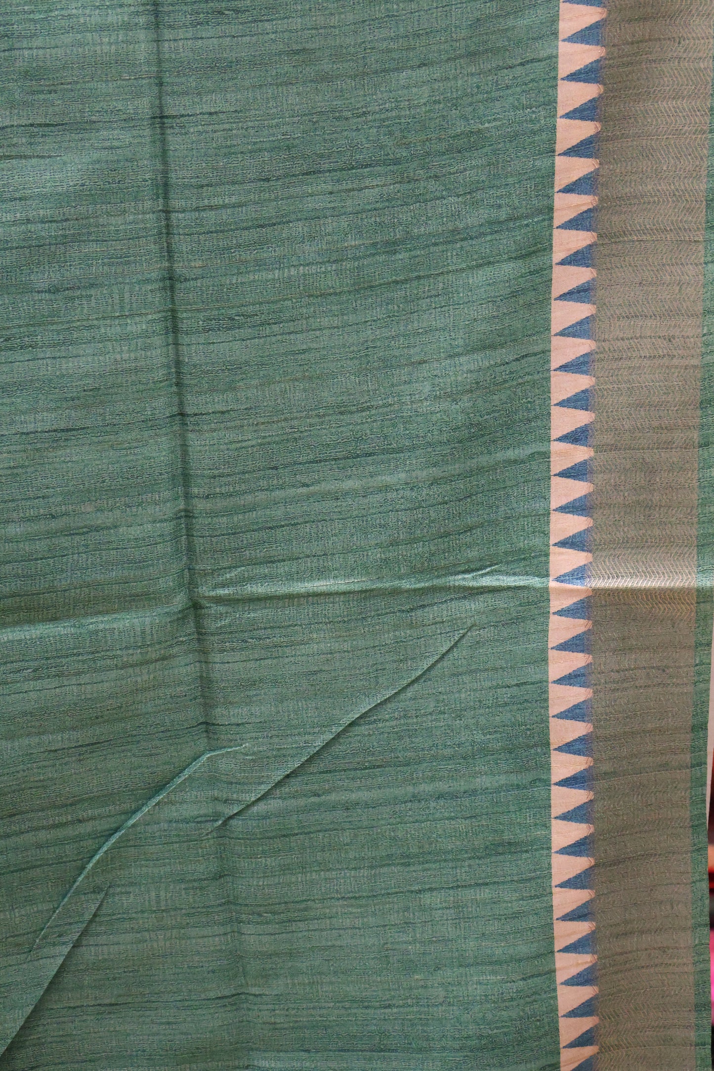 Tussar Saree-Peacock Green-Peacock Pattern