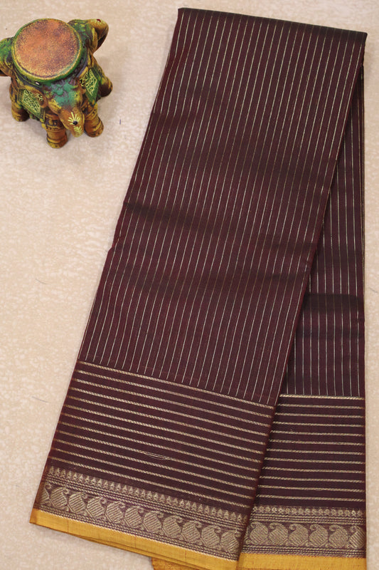 Kanchi Cotton Saree -Brown Vairaoosi