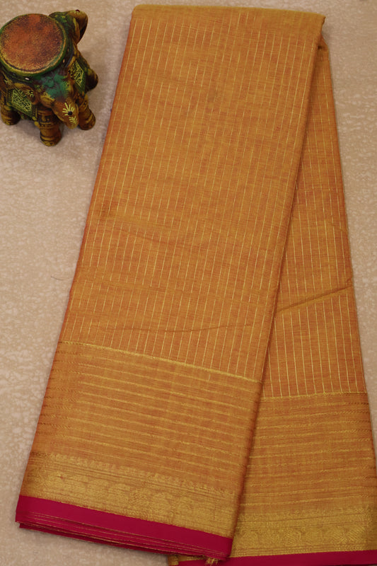 Kanchi Cotton Saree -Golden Yellow Vairaoosi
