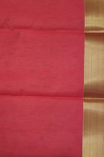 Kora Silk Cotton Saree - Creeper Pattern-Pink