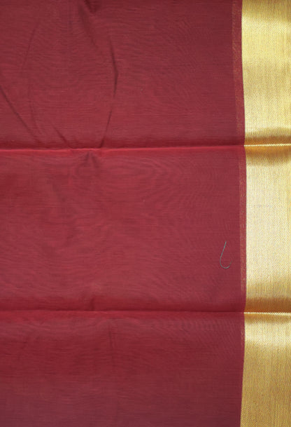 Kora Silk Cotton Saree - Creeper Pattern-Maroon