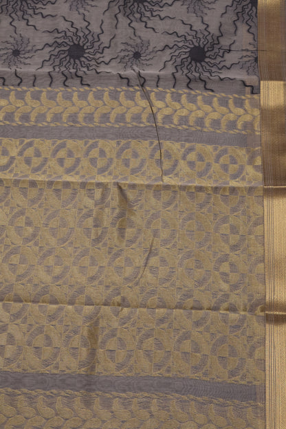 Kora Silk Cotton Saree -Sun Spark Pattern- Beige