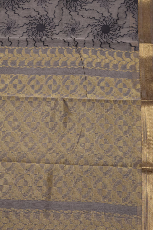 Kora Silk Cotton Saree -Sun Spark Pattern- Beige