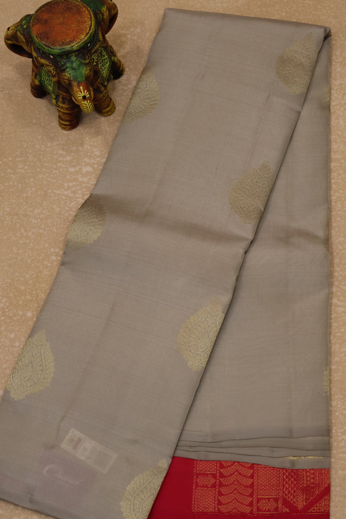 Mithilam-Pure Kanchipuram Festive Silk Saree-Beige