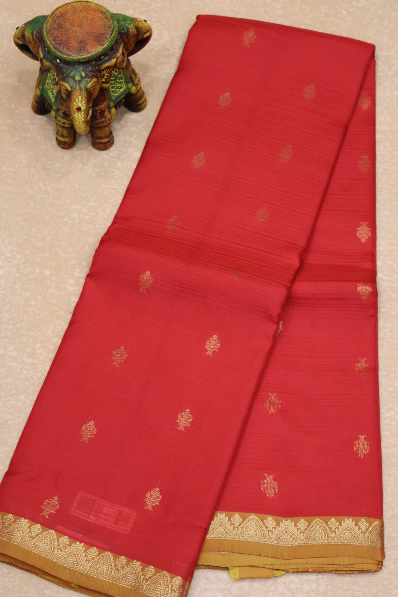 Mithilam-Pure Kanchipuram Festive Silk Saree-Red