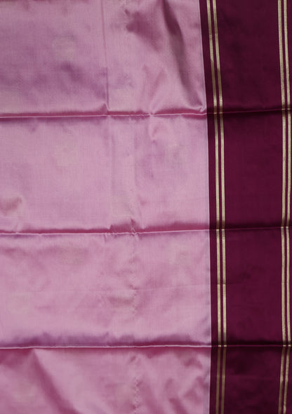 Semi Soft Silk Saree-Lite Pink With Wine Floral