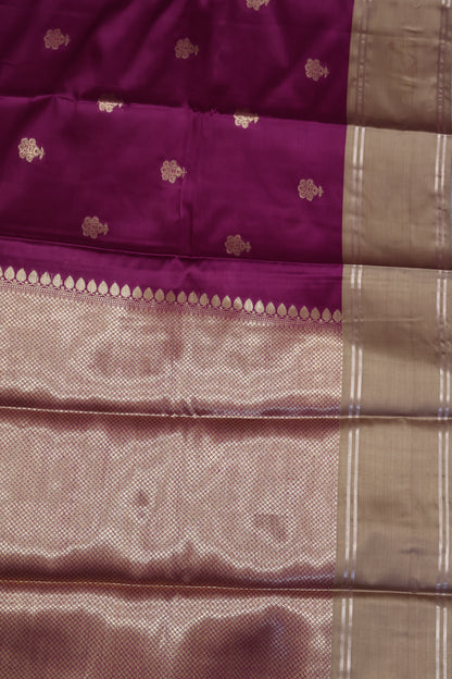 Semi Soft Silk Saree-Wine With Brown Floral