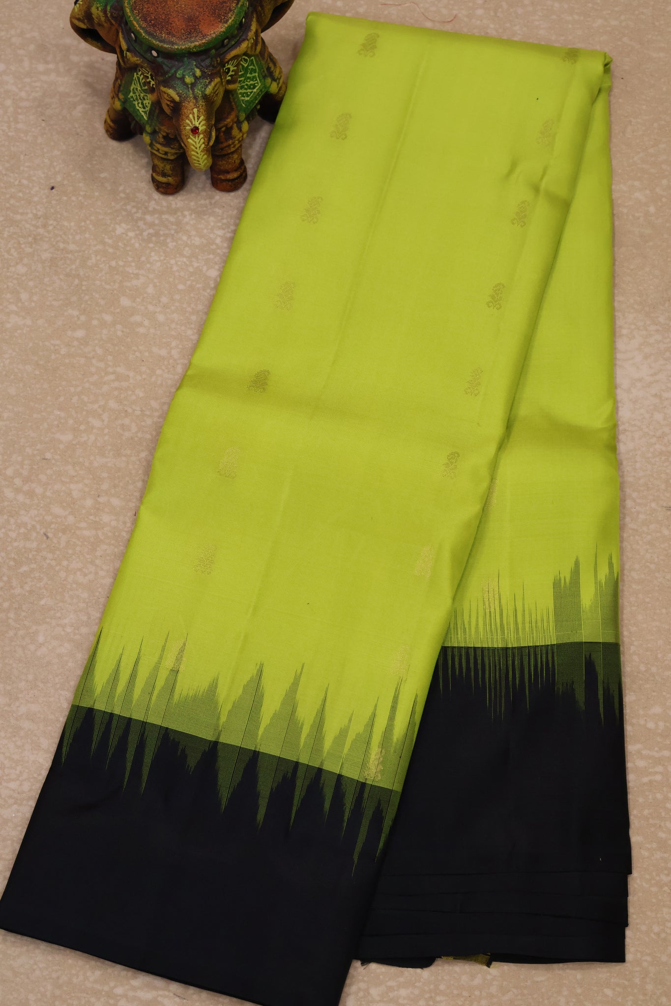 Mithilam-Pure Kanchipuram Festive Silk Saree-Yellow Black