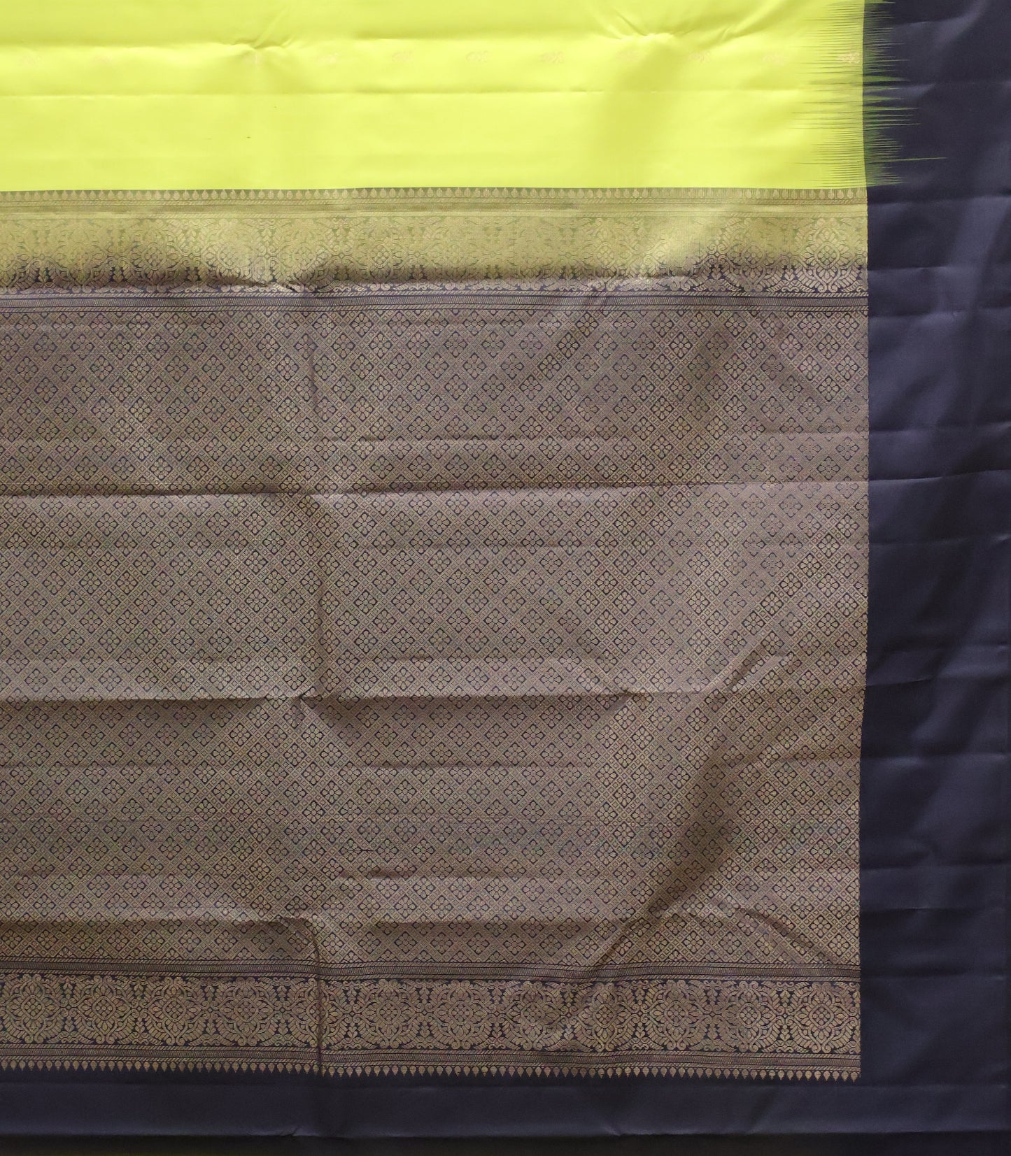 Mithilam-Pure Kanjivaram Festive Silk Saree-Yellow Black