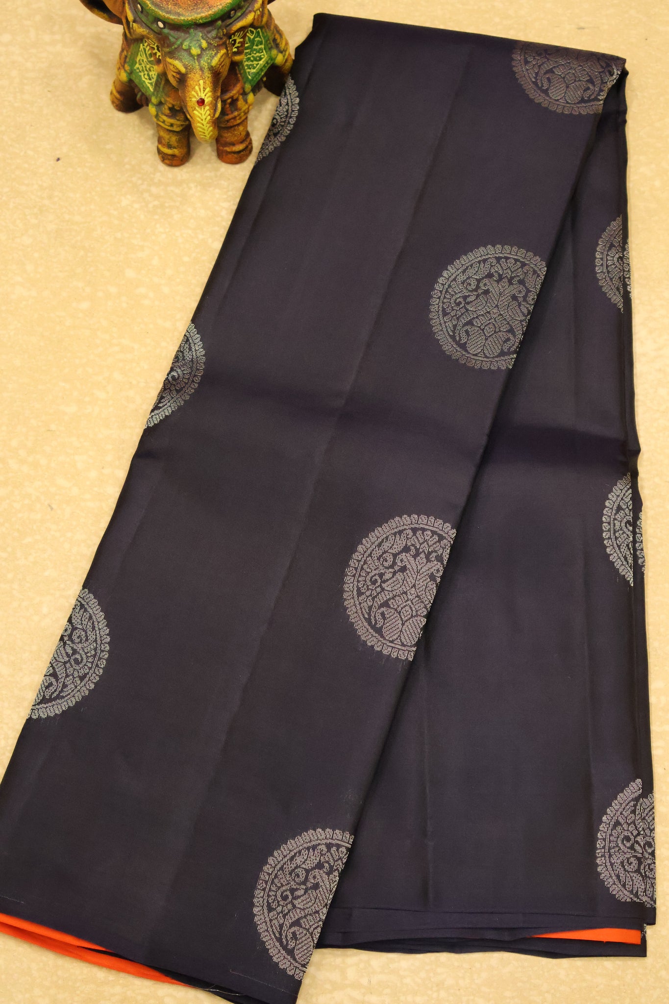 Mithilam-Pure Kanchipuram Festive Silk Saree-Navy Blue