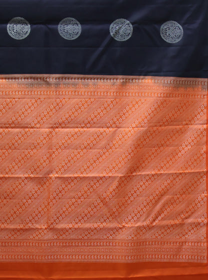 Mithilam-Pure Kanjivaram Festive Silk Saree-Navy Blue
