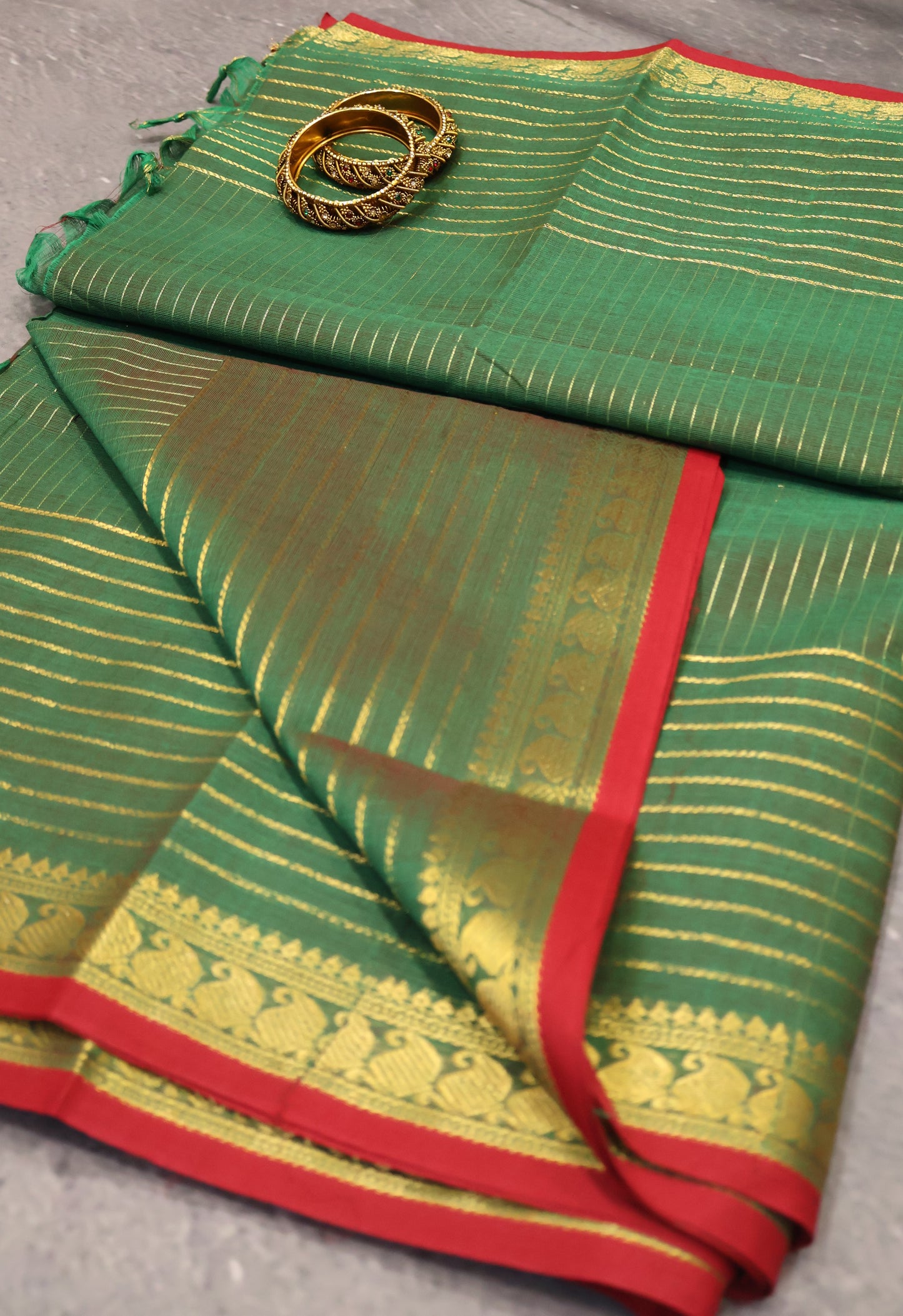 Kanchi Cotton Saree - Green