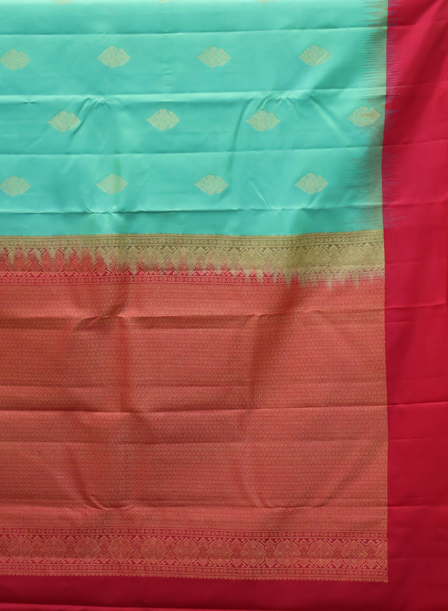 Mithilam-Pure Kanjivaram Festive Silk Saree-Green Red