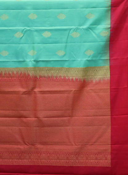 Mithilam-Pure Kanjivaram Festive Silk Saree-Green Red