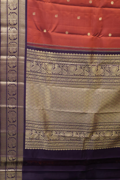 Pure Kanjivaram Silk Saree -Peacock Border-Honey
