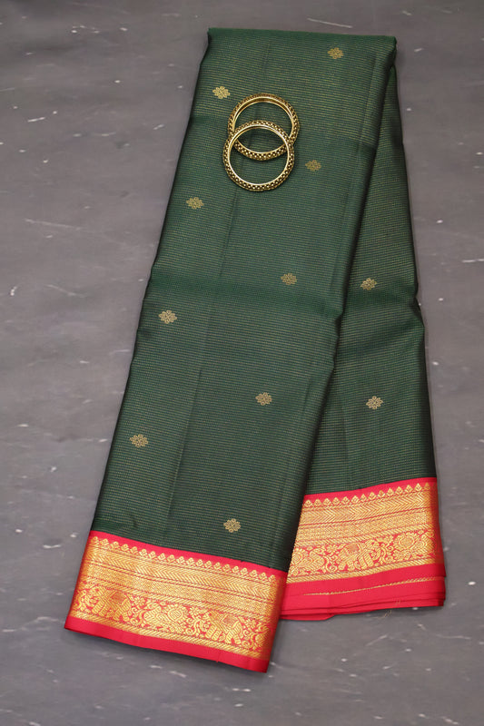 Pure Kanjivaram Silk Saree - Green Anam Vairaoosi