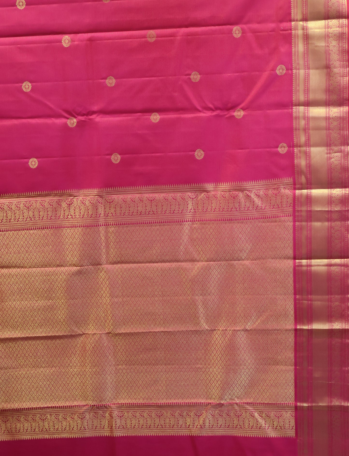 Pure Kanjivaram Silk Saree -Rani Pink Chakram