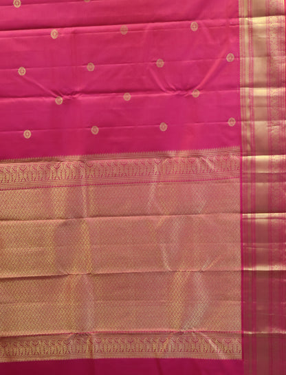 Pure Kanjivaram Silk Saree -Rani Pink Chakram