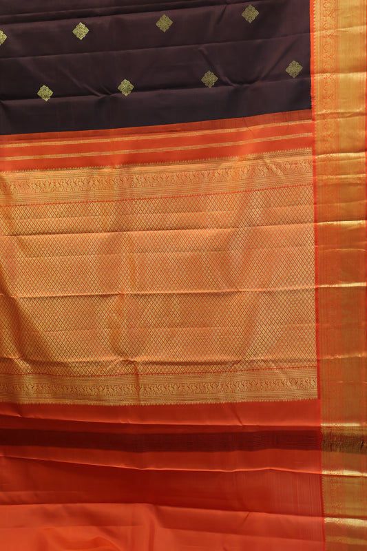 Pure Kanjivaram Silk Saree -Brown Red