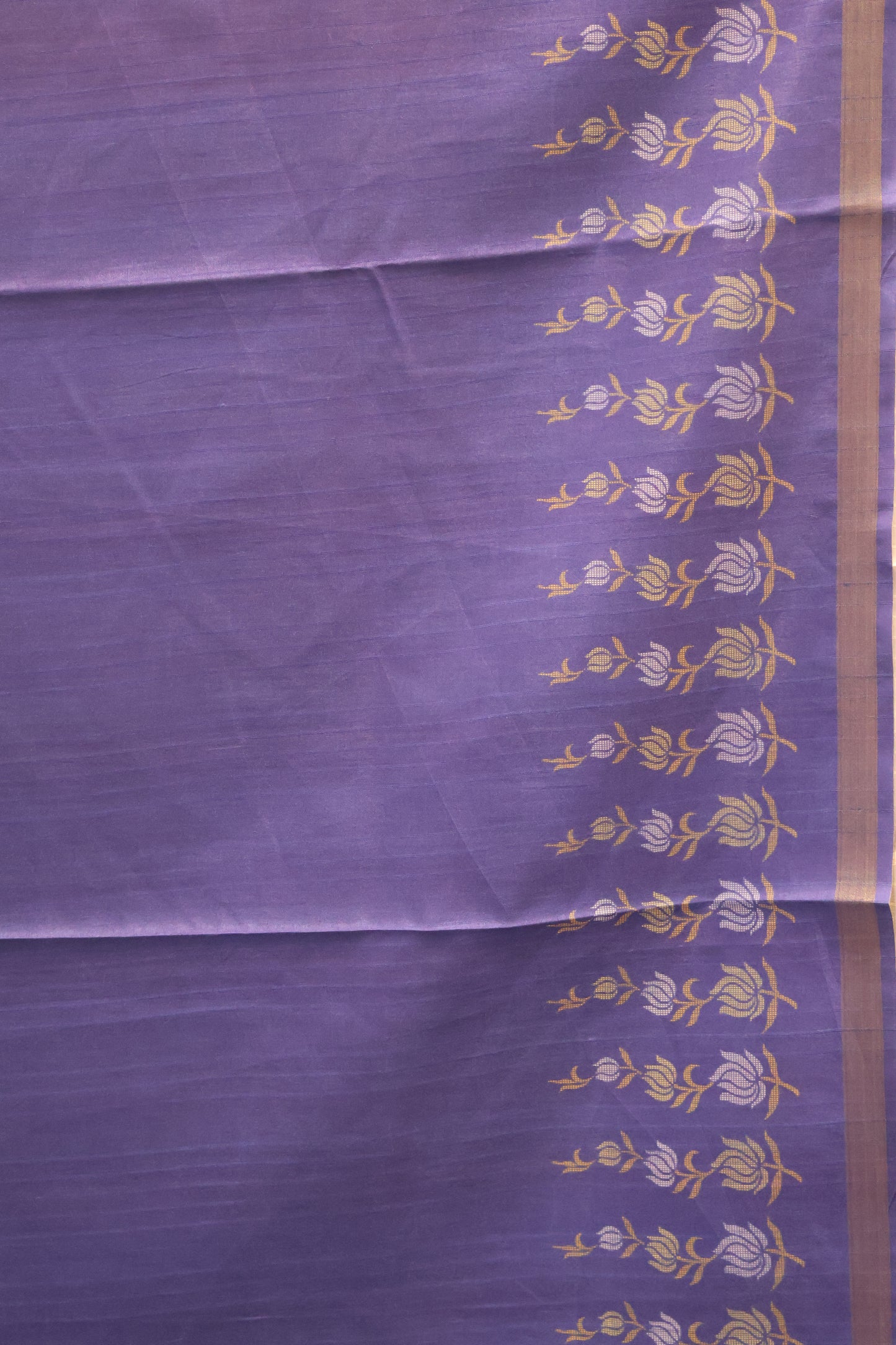 Semi Tussar Saree -Floral-Pale orange-Blue