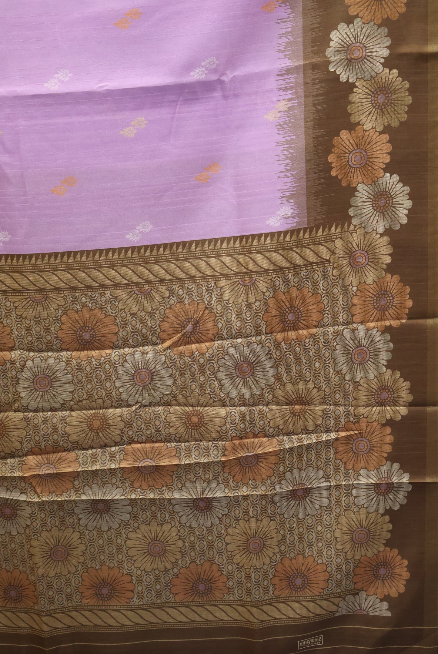 Semi Tussar Saree -Floral-Light Purple-Brown