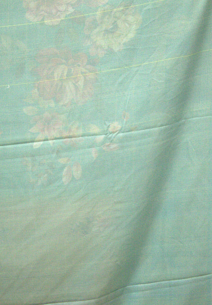 Dola Silk Saree - Gold Blue Floral Flower Line