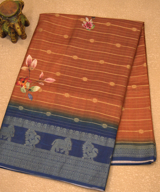 Dola Silk Saree - Honey Floral Flower Line