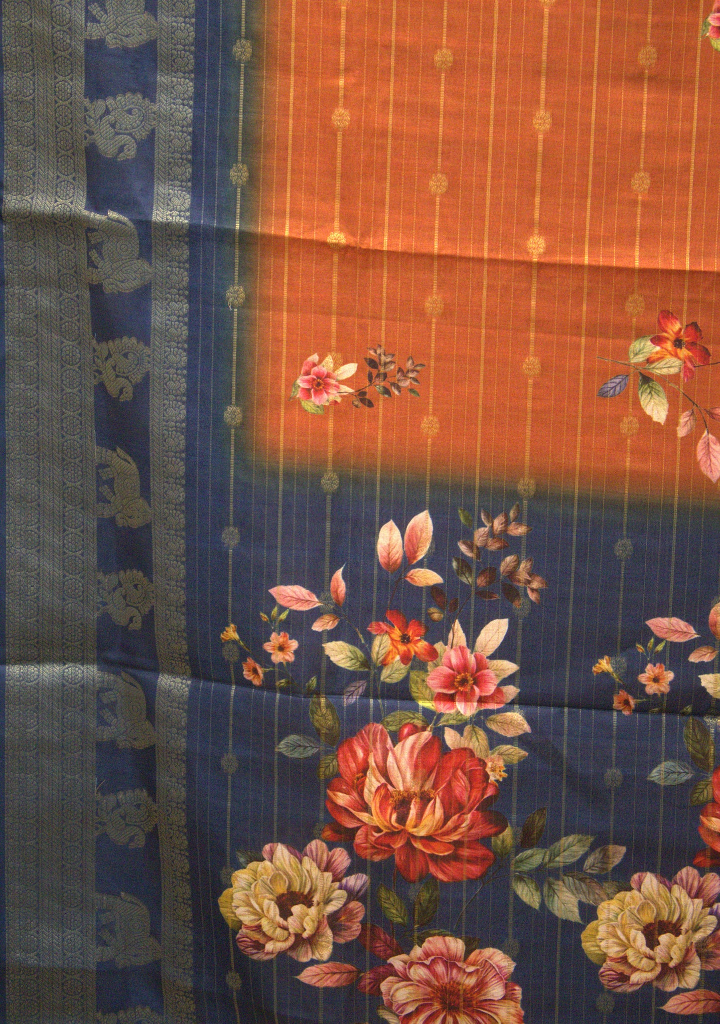 Dola Silk Saree - Honey Floral Flower Line