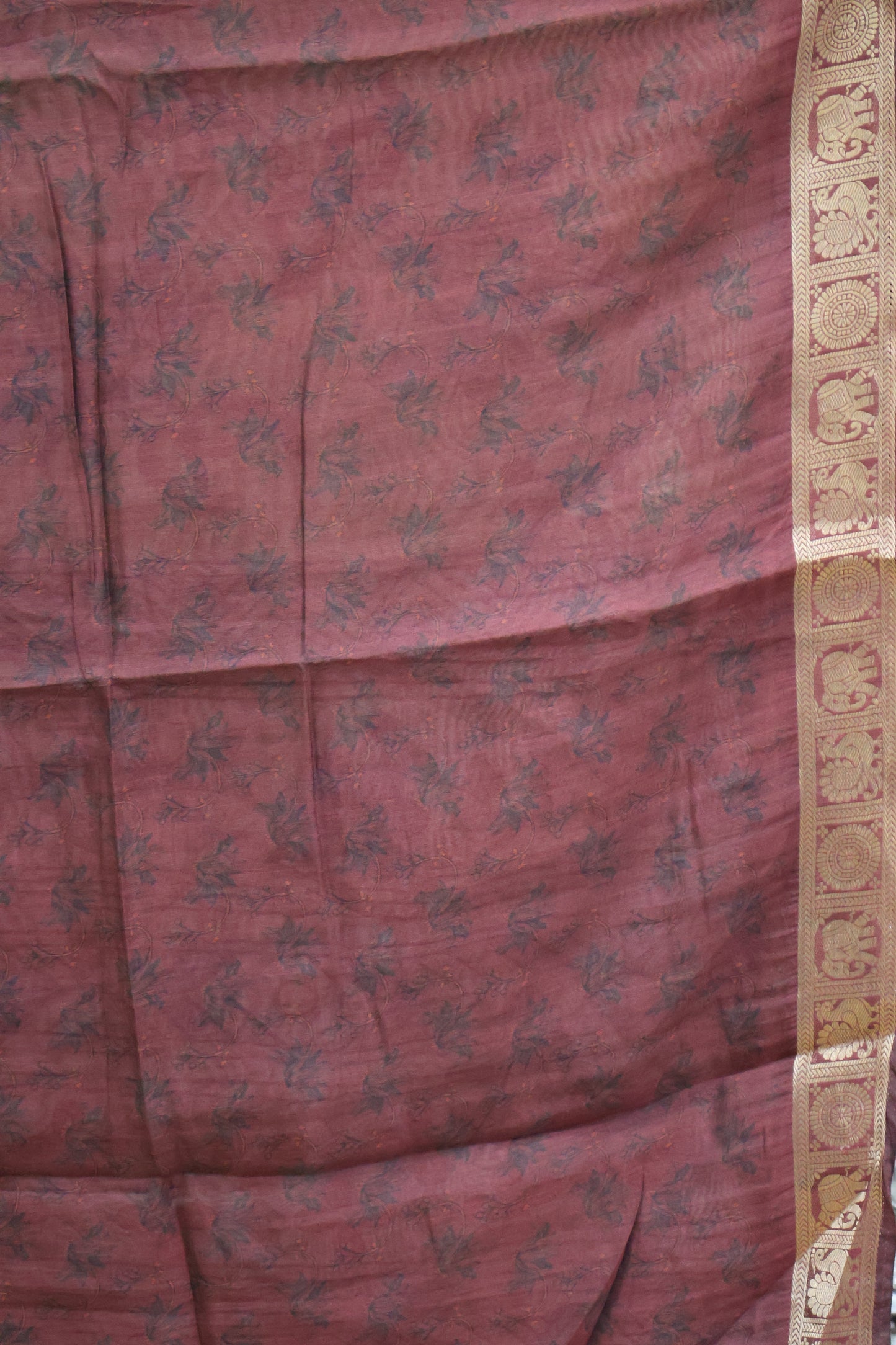 Malai Cotton With Art Print- Mustard