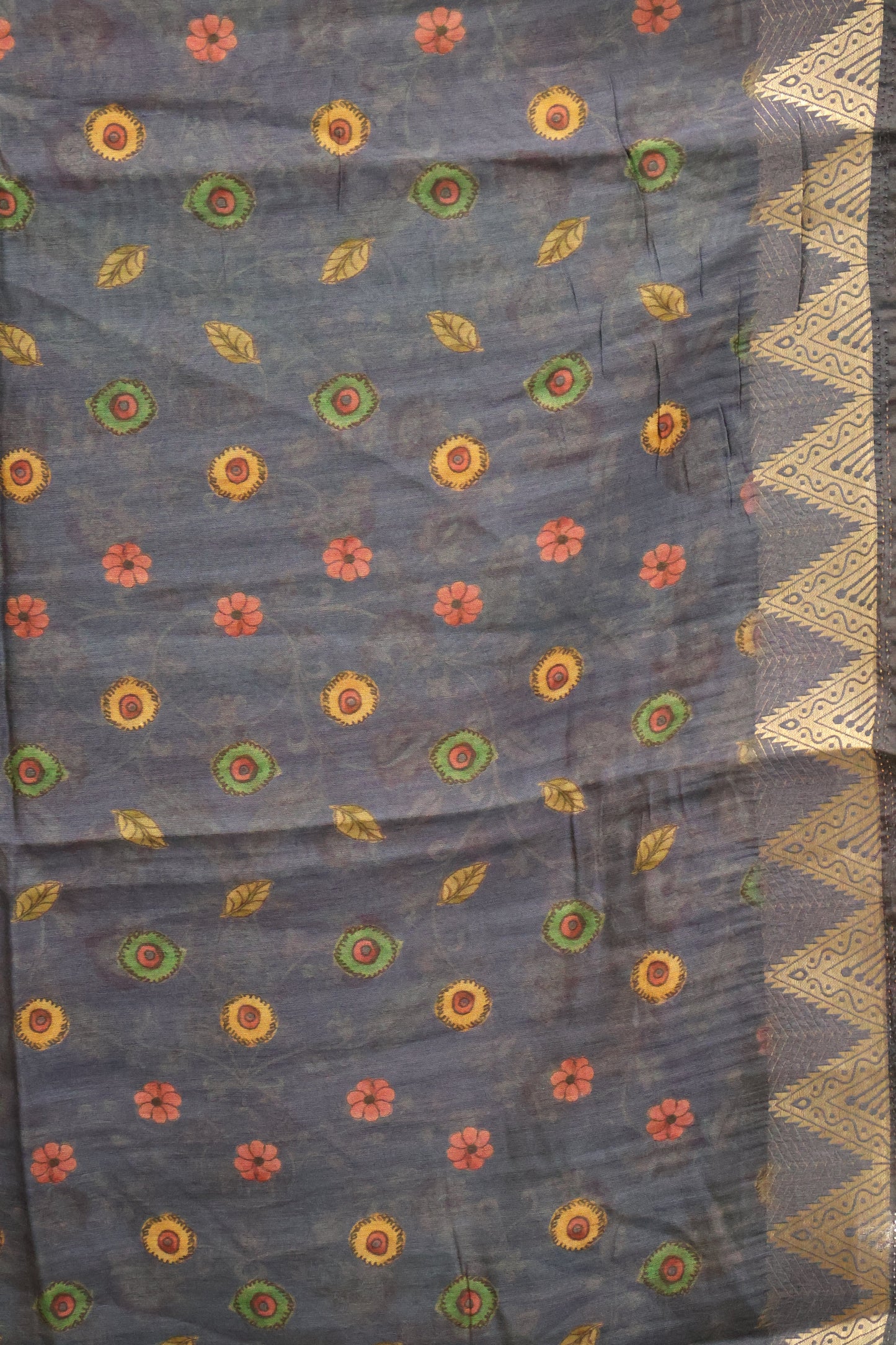 Malai Cotton With Kalamkari Print-Mint Green