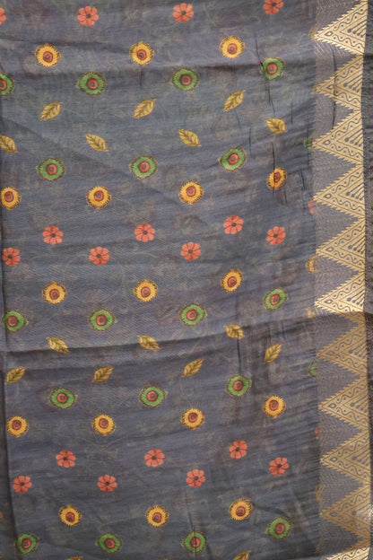 Malai Cotton With Kalamkari Print-Mint Green