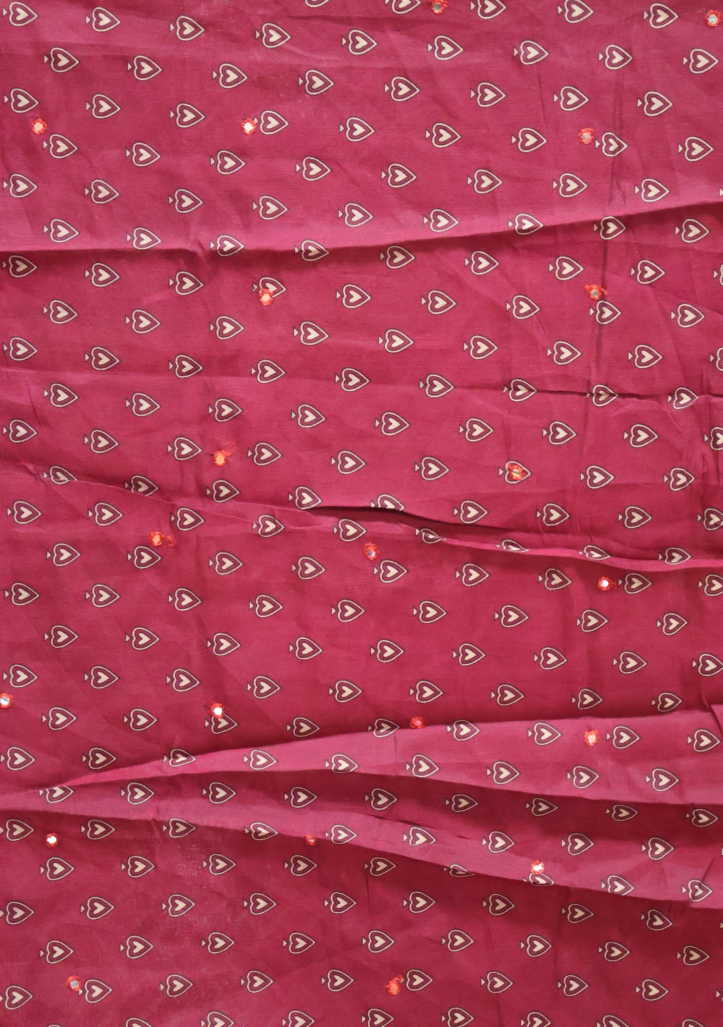 Malai Cotton Saree-Magenta Zig Zag Mirror Work
