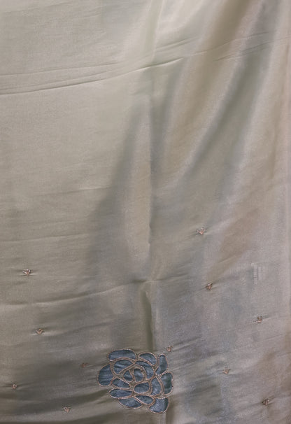 Organza Designer Saree-Green Beads Kutch Work