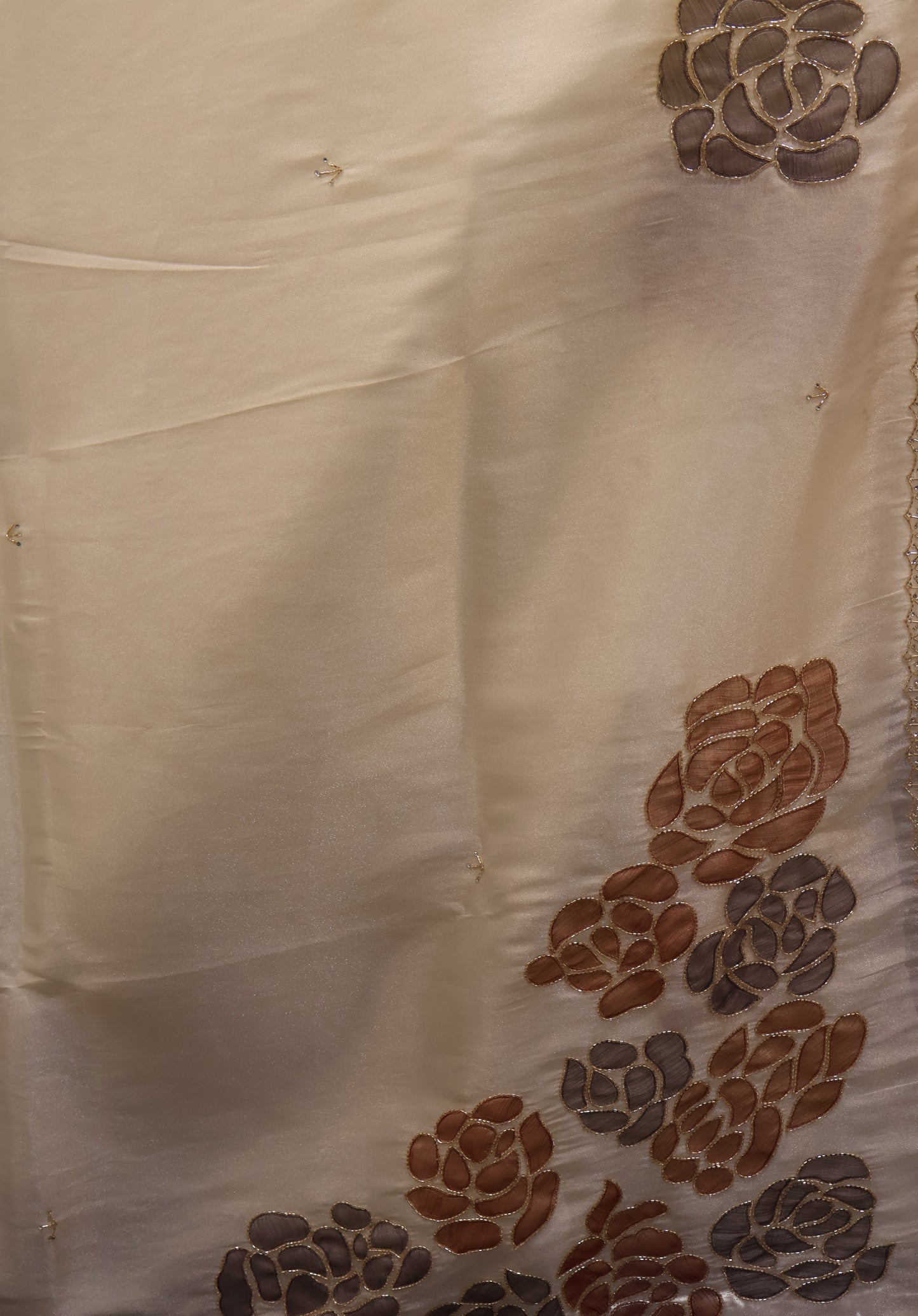 Organza Designer Saree-White Beads Kutch Work