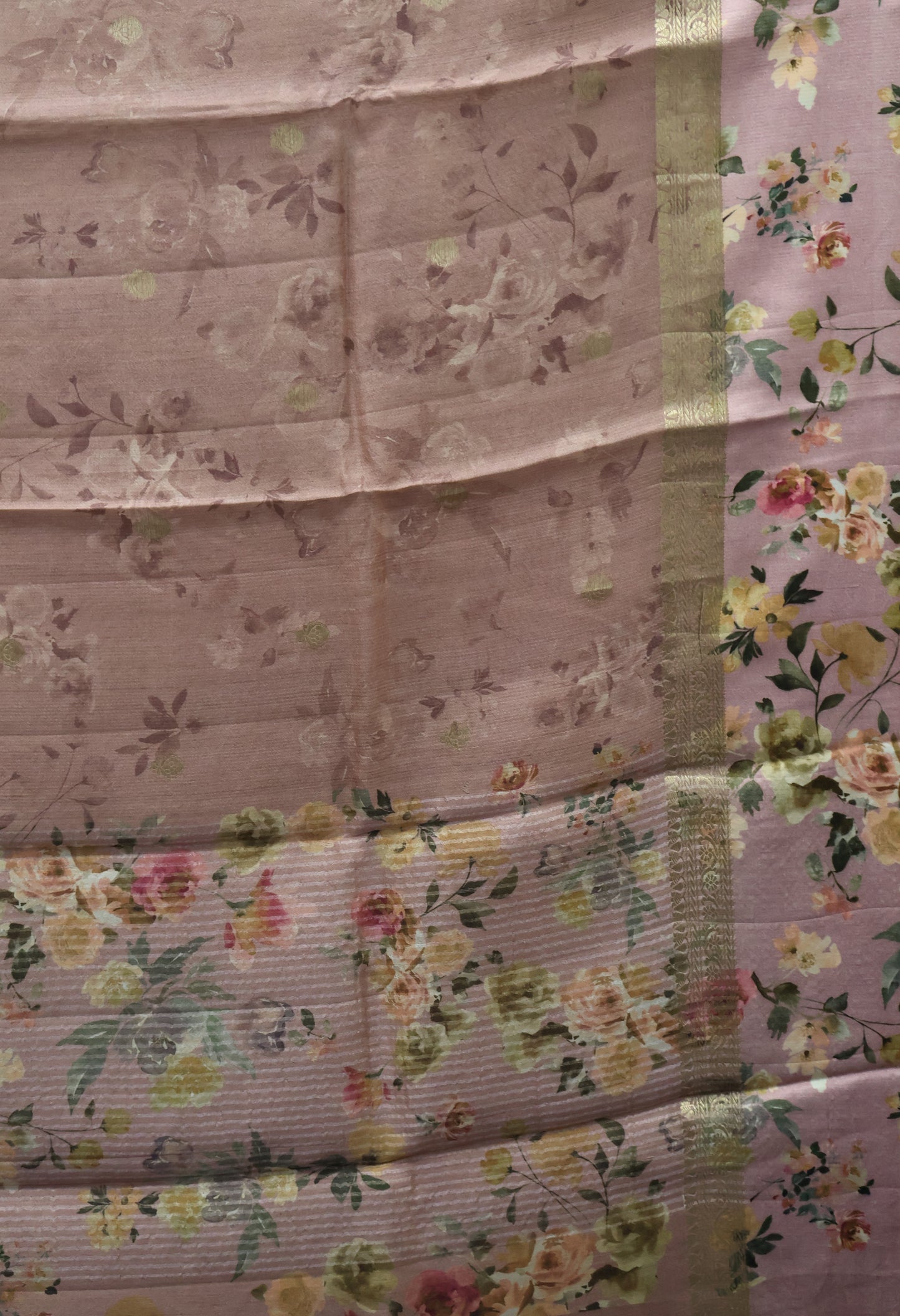 Pure Matka Tussar Saree-Lite Pink Satin Border