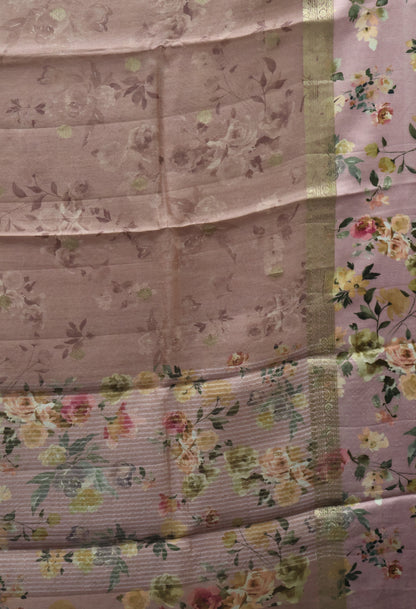 Pure Matka Tussar Saree-Lite Pink Satin Border