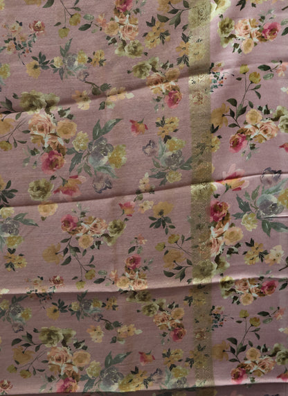 Pure Matka Tussar Saree-Lite Pink Satin Border