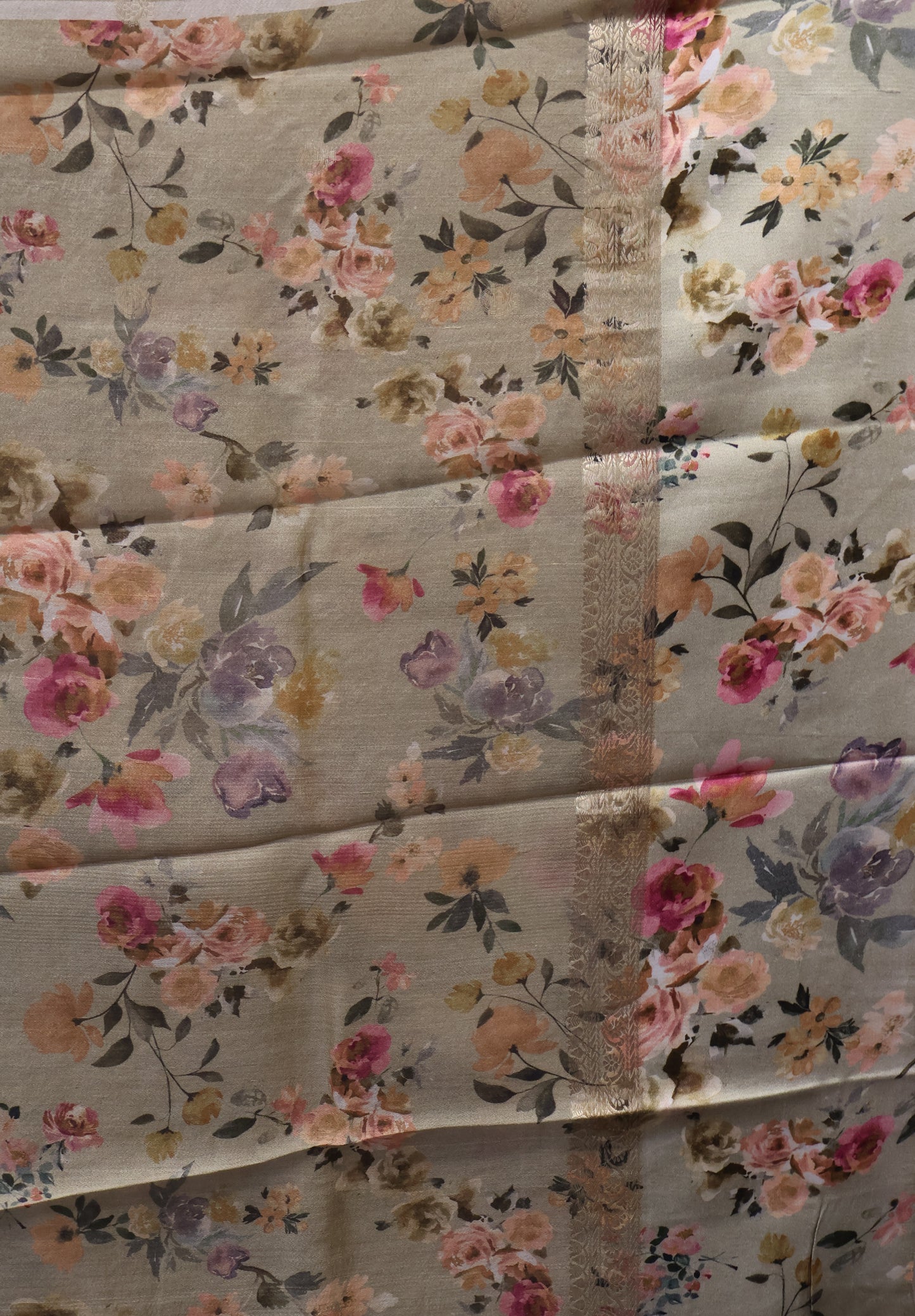 Pure Matka Tussar Saree-Dark Beige Satin Border