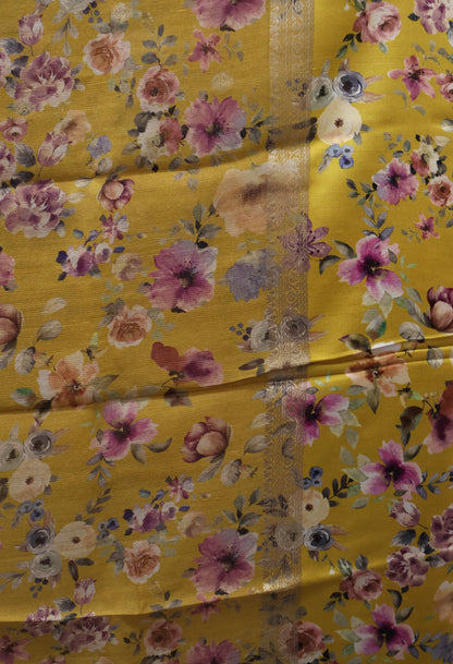 Pure Matka Tussar Saree-Mustard Satin Border