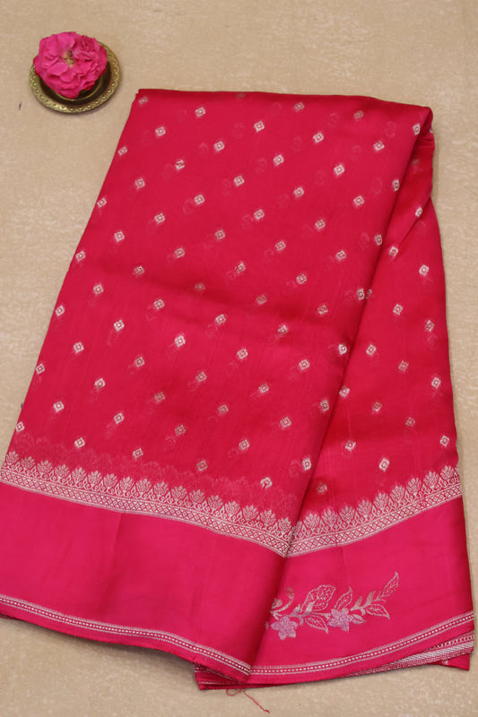 Banarasi Tussar -Rani Pink Plain Border