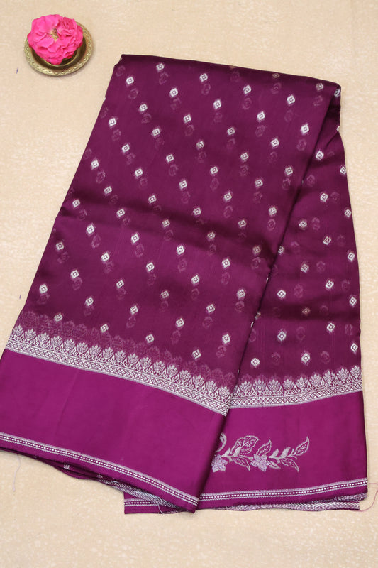 Banarasi Tussar -Wine Plain Border
