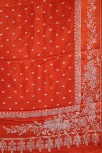 Banarasi Tussar -Orange Plain Border