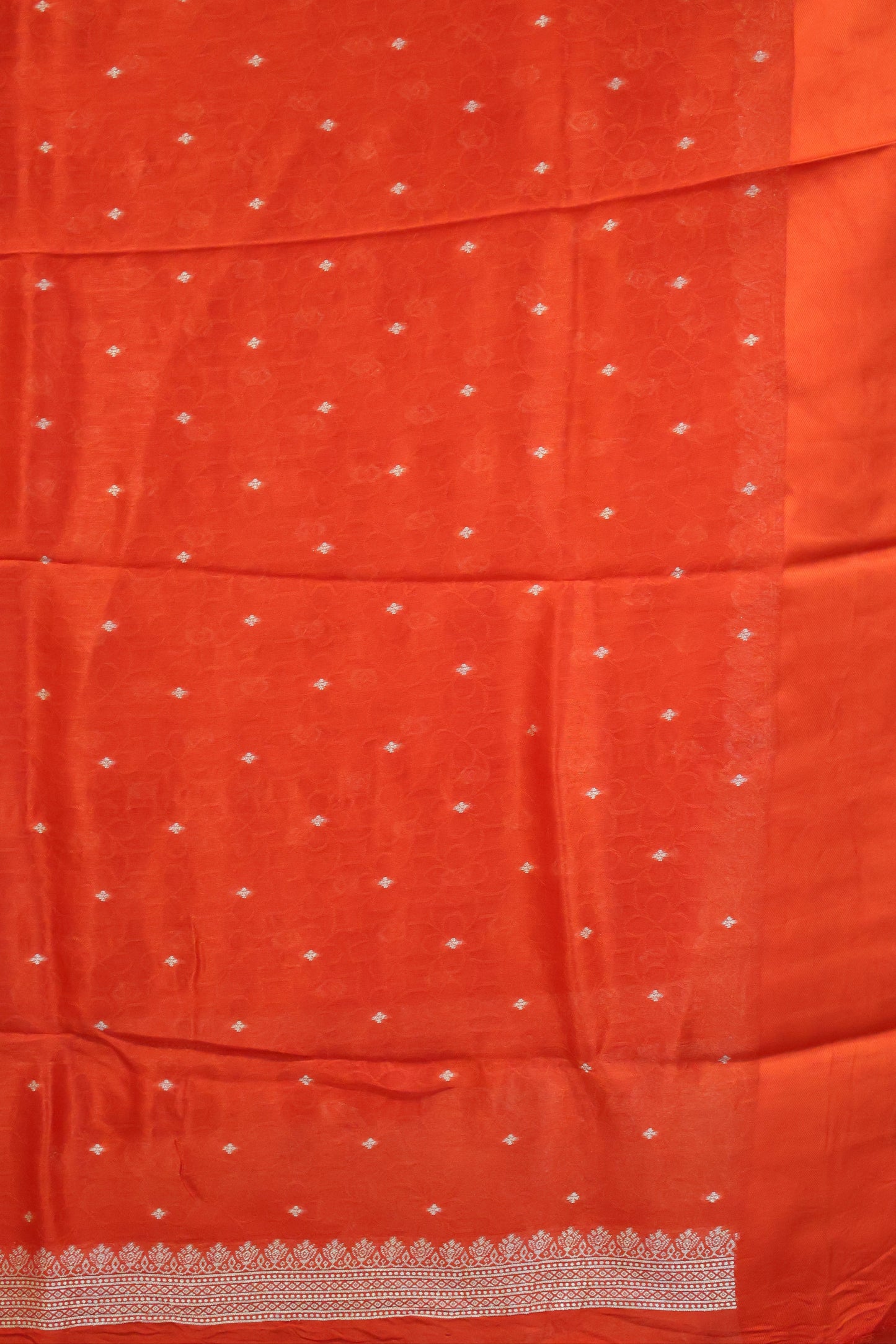 Banarasi Tussar -Orange Plain Border