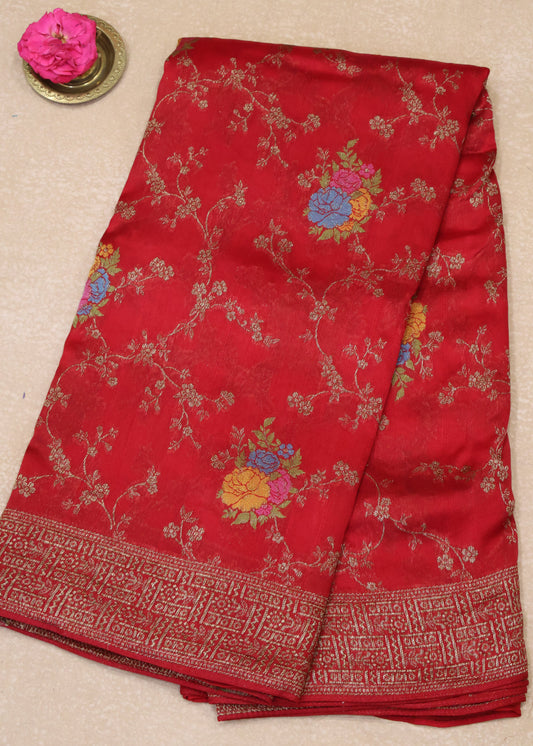 Banarasi Tussar -Brick Red Vineyr